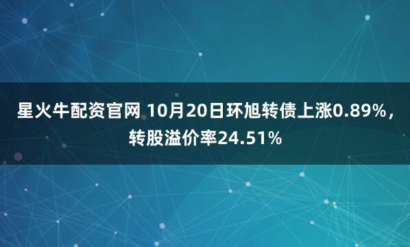 星火牛配资官网 10月20日环旭转债上涨0.89%，转股溢价率24.51%