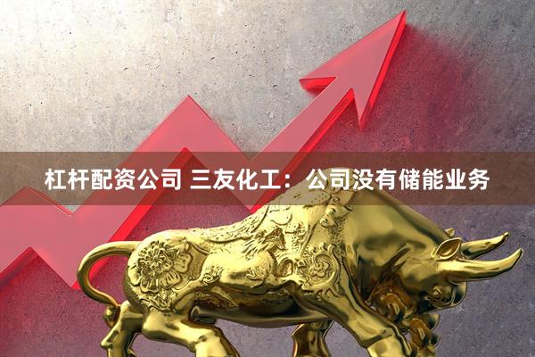 杠杆配资公司 三友化工：公司没有储能业务