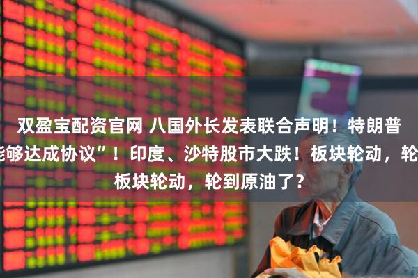 双盈宝配资官网 八国外长发表联合声明！特朗普：希望“能够达成协议”！印度、沙特股市大跌！板块轮动，轮到原油了？
