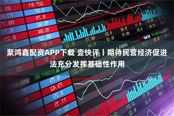 聚鸿鑫配资APP下载 壹快评丨期待民营经济促进法充分发挥基础性作用
